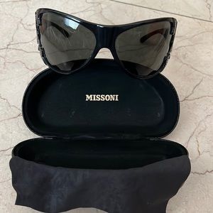 Missoni Black Round Sunglasses with Rainbow Crystals on both Sides